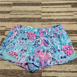 Lilly Pulitzer Blue and Pink Floral Athletic Shorts